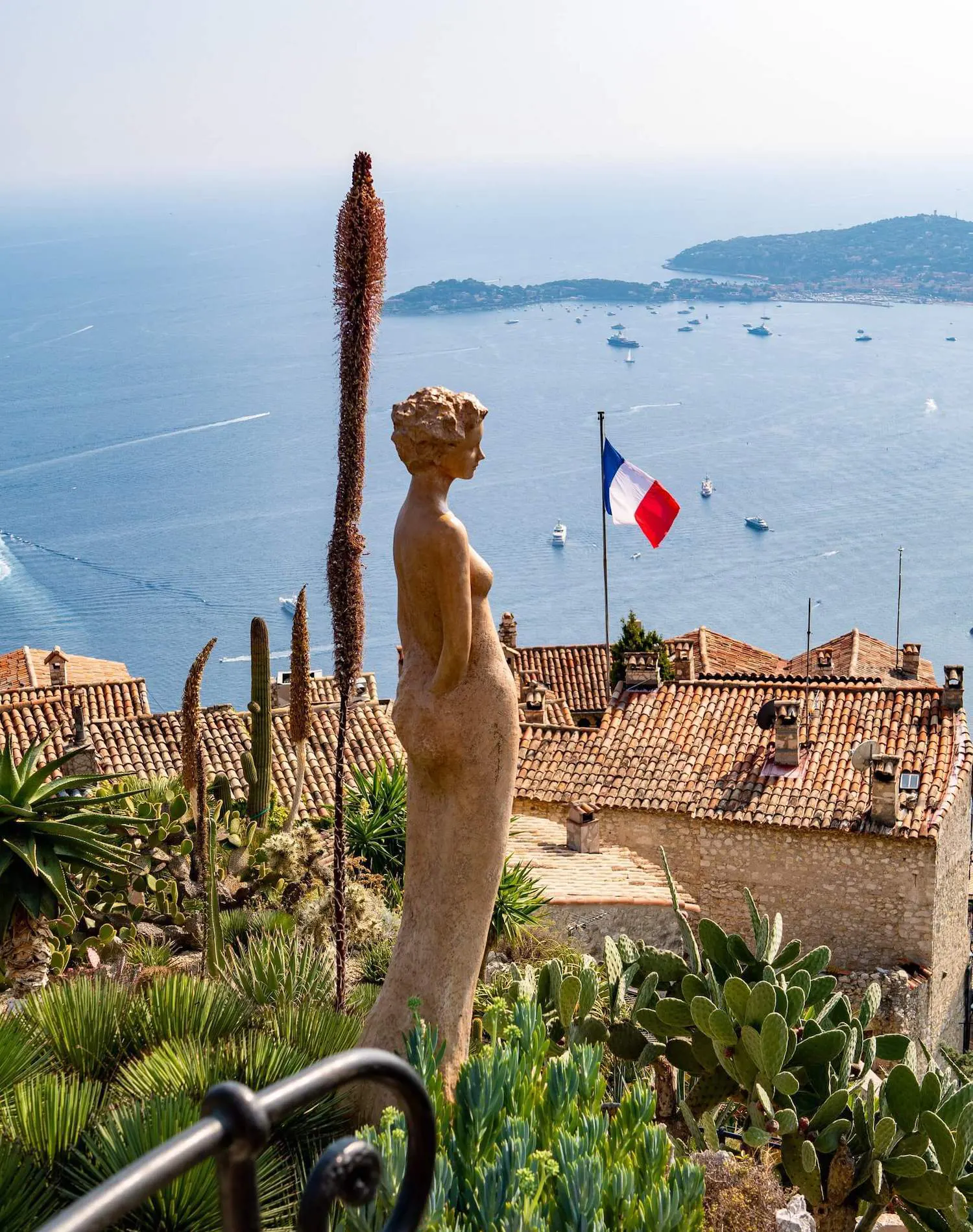 sea landscape with a French flag on a sunny day